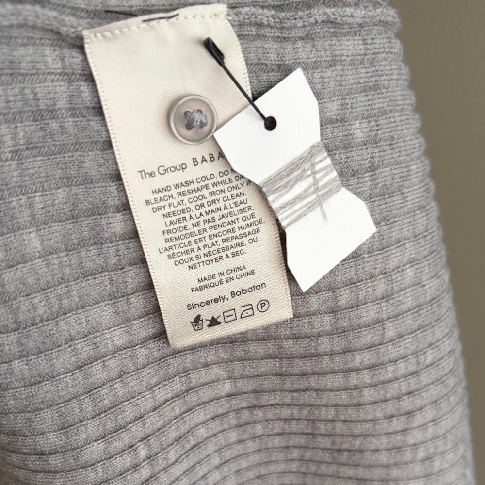 BABATON Avalon Dress Ribbed Button-Front Long Sleeve in Light Gray size small - Picture 10 of 11